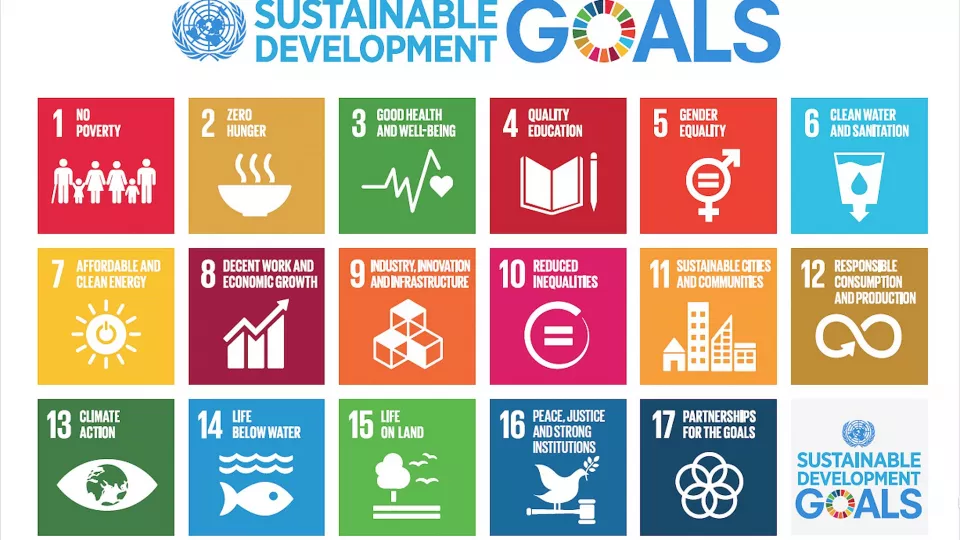 1-17 of UN's Sustainable Development Goals in different colors