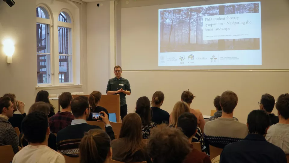 Forest researchers during a symposium in Lund. Photo.