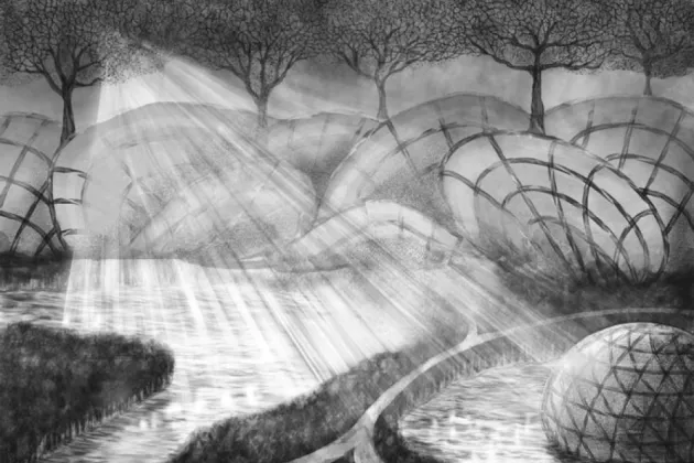 Solarpunk, illustration.