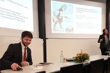 Karl Holmberg and external reviewer Professor Alice Mah from University of Glasgow, photo.