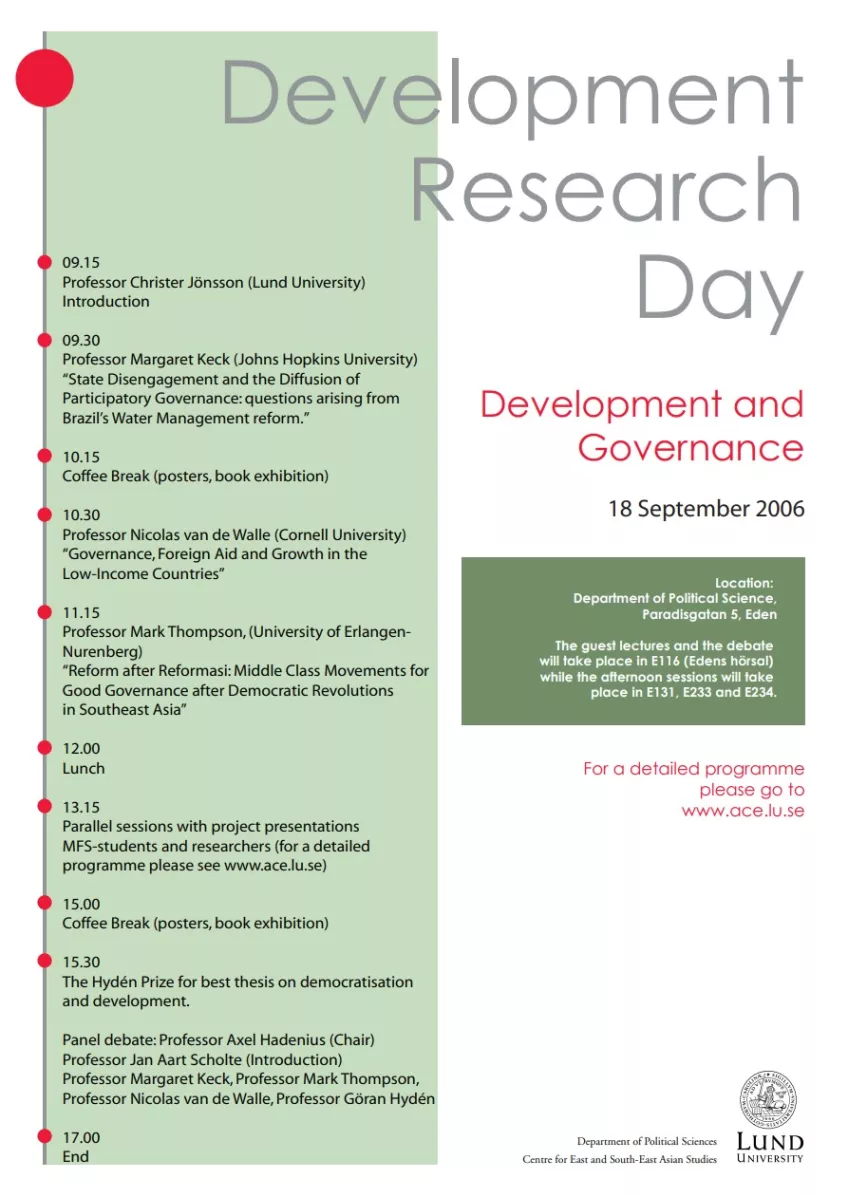 Programme for Research and Development Day 2006