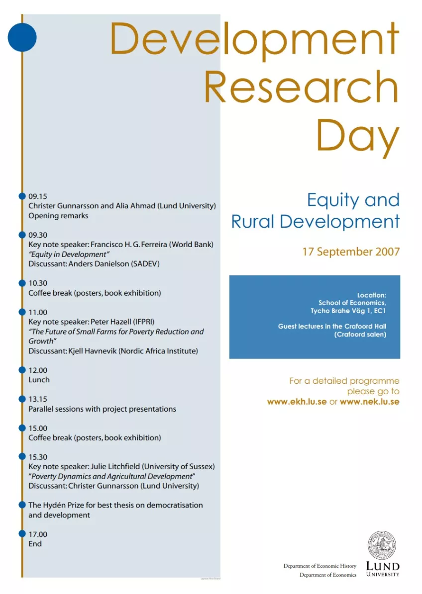 Programme for Development and Research Day 2007. Picture,