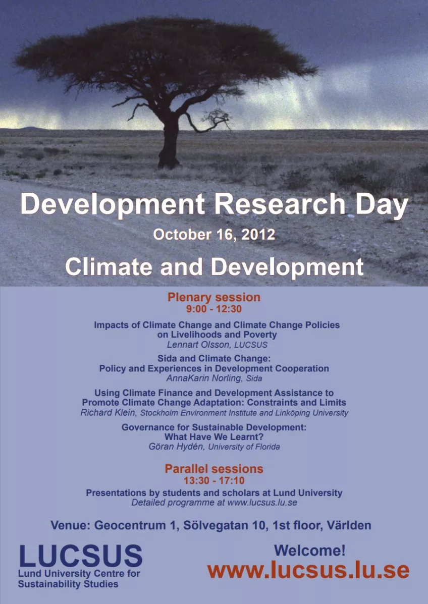 Poster for Development Research Day 2012. Picture.