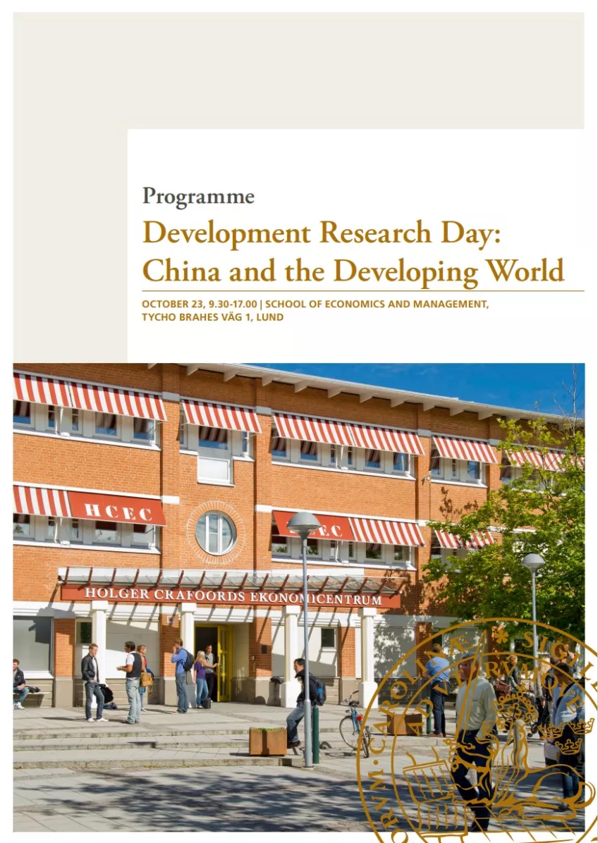 Development Research Day Programme 2014. Photo of Holger Crafoord Ekonomicenter.