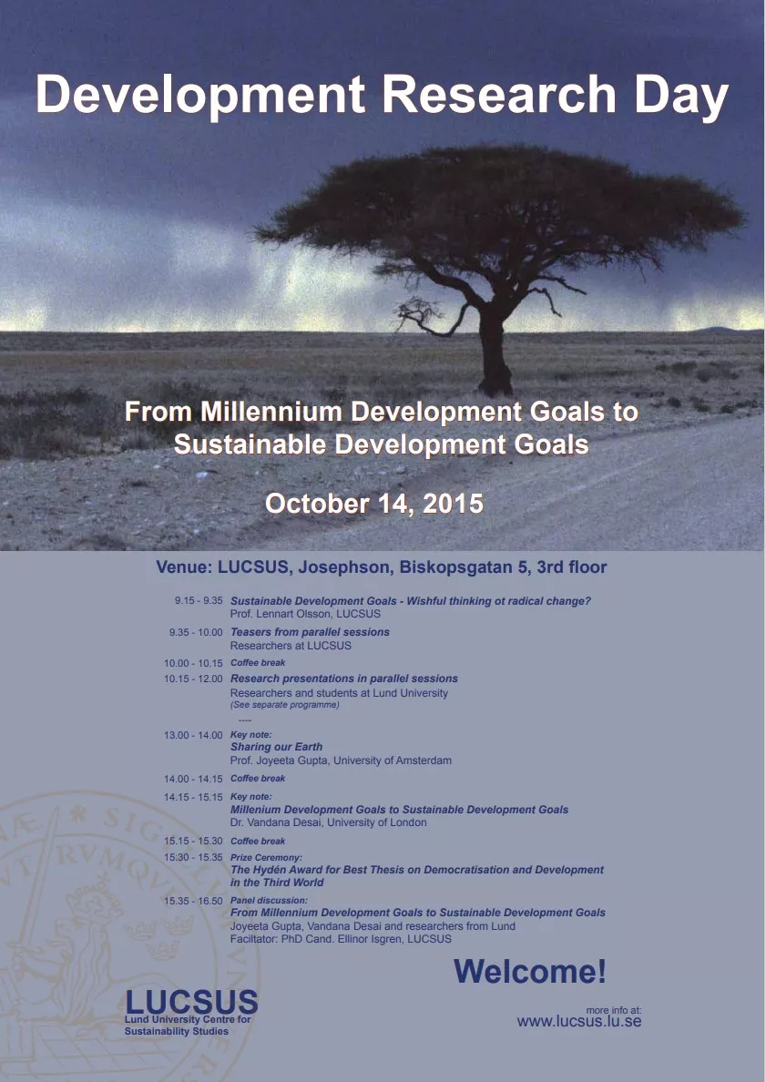 Bild på programmet Development Research Day 2015.