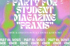 Poster for PRAXIS Student Magazine launch party, illustration.