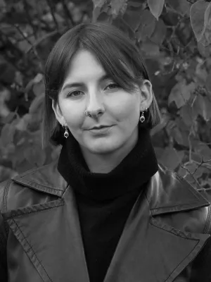 Paulina Vaughn, svartvitt foto.
